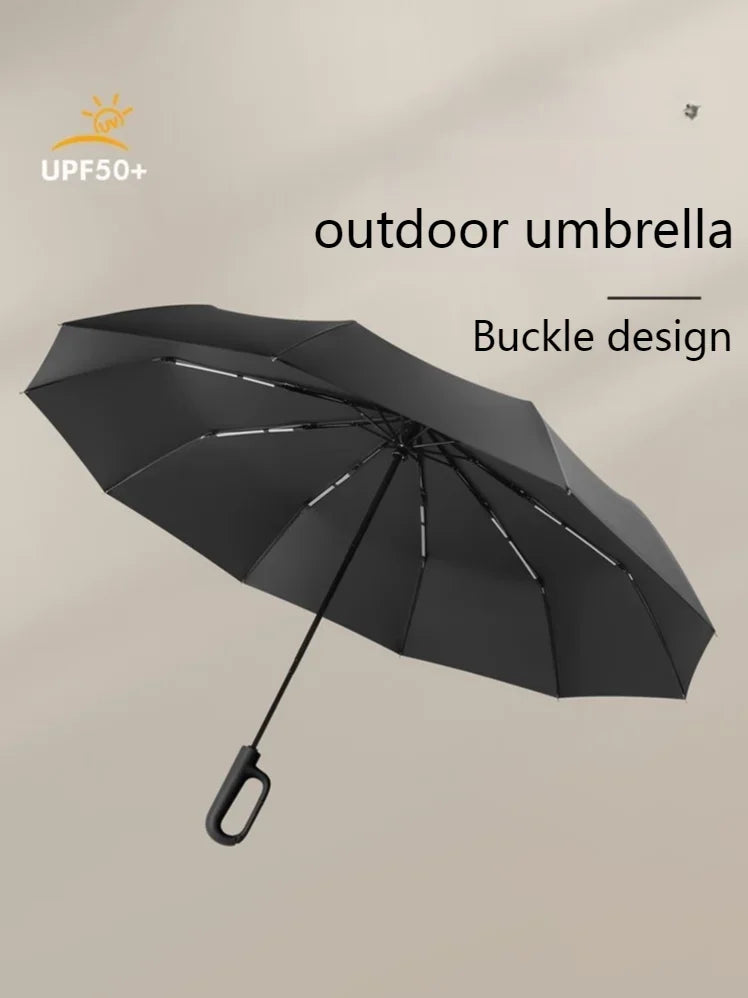Fully Automatic Umbrella for Men And Women with Ring Buckle Design Large Rib Strong Sunshade Double Umbrella Folding Compact Zpaxo