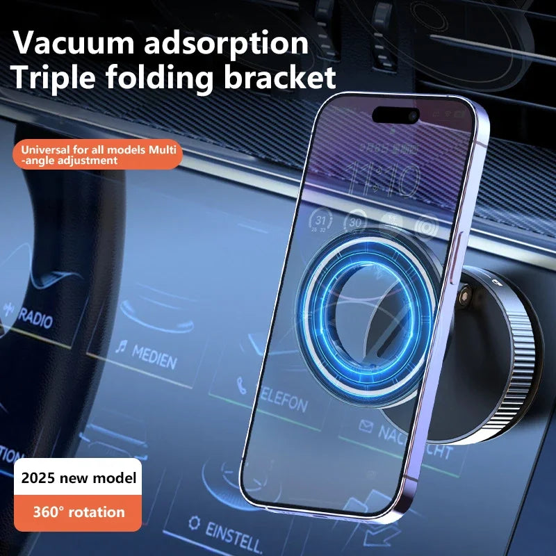 Magnetic Vacuum Car Phone Holder 360 Rotation Suction Cup Navigation