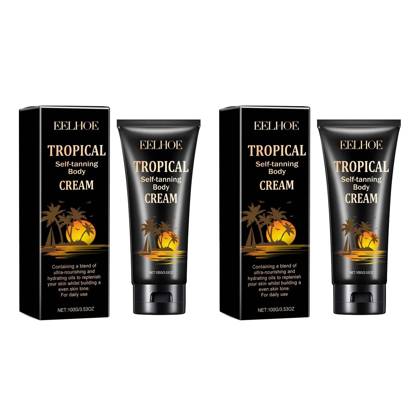 EELHOE Self Tanning Cream – Natural Bronzer & Fake Tan Self Tanning Cream Zpaxo 2 x 100g Boxed