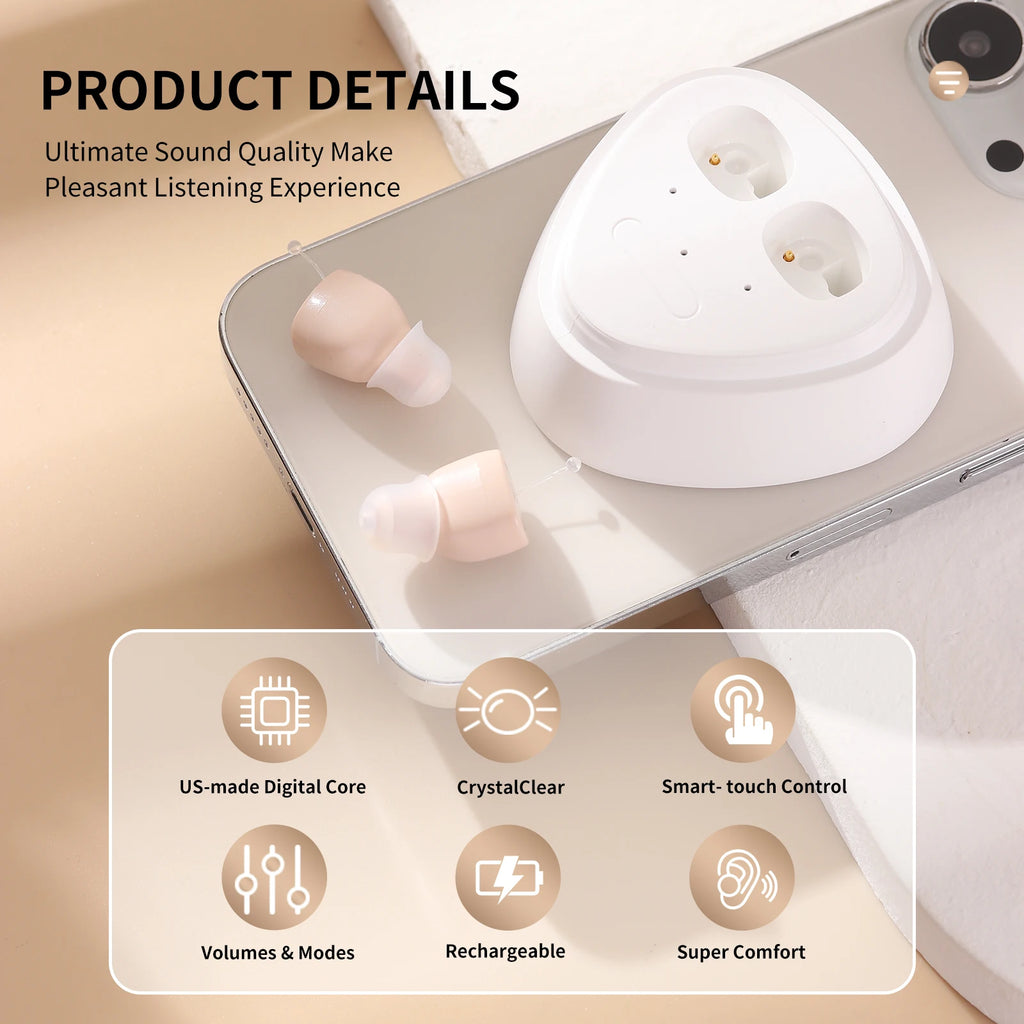 Hearing Earbuds Amplifier Equipped USB Charging Dock Adjustable