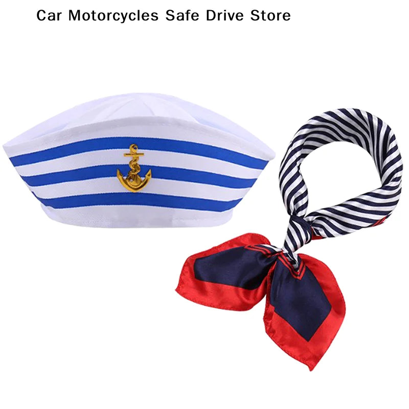Fashion Boat Costume Yacht Captain Hat Scarf Navy Blue Sailor Ship