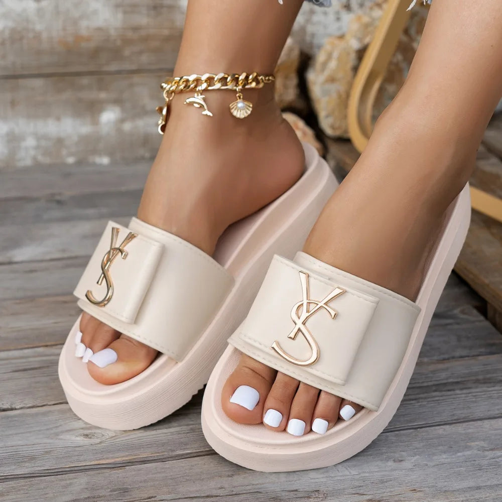 Slippers Luxury Shoes Women Platform Design Slides Fashion Letters Ladies Shoes Casual Slipper Outside Non-slip Slippers Sandals Zpaxo