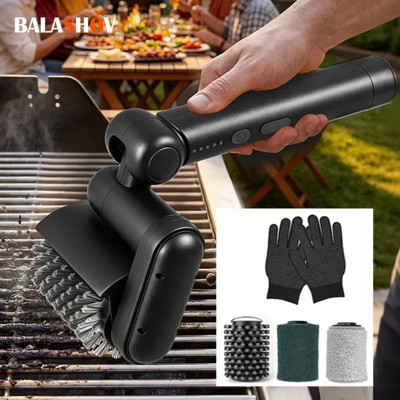 Electric Grill Brush Rechargeable 180° Rotatable Brush Head BBQ Cleaning Brush for Grill, Baking Tray, Tile & Glass Surfaces Zpaxo