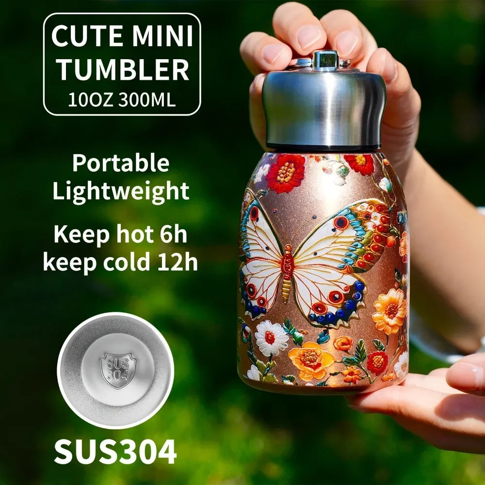 Stainless Steel Insulated Water Bottle Mini Vacuum Cup Vibrant Floral