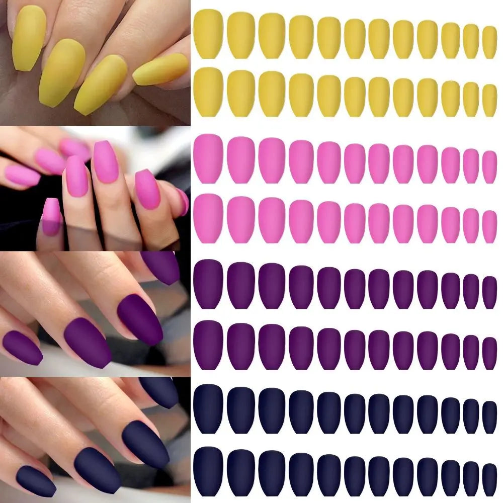 Manicure Long Square Ballerina False Nails French Pure Fake Nials Zpaxo M03