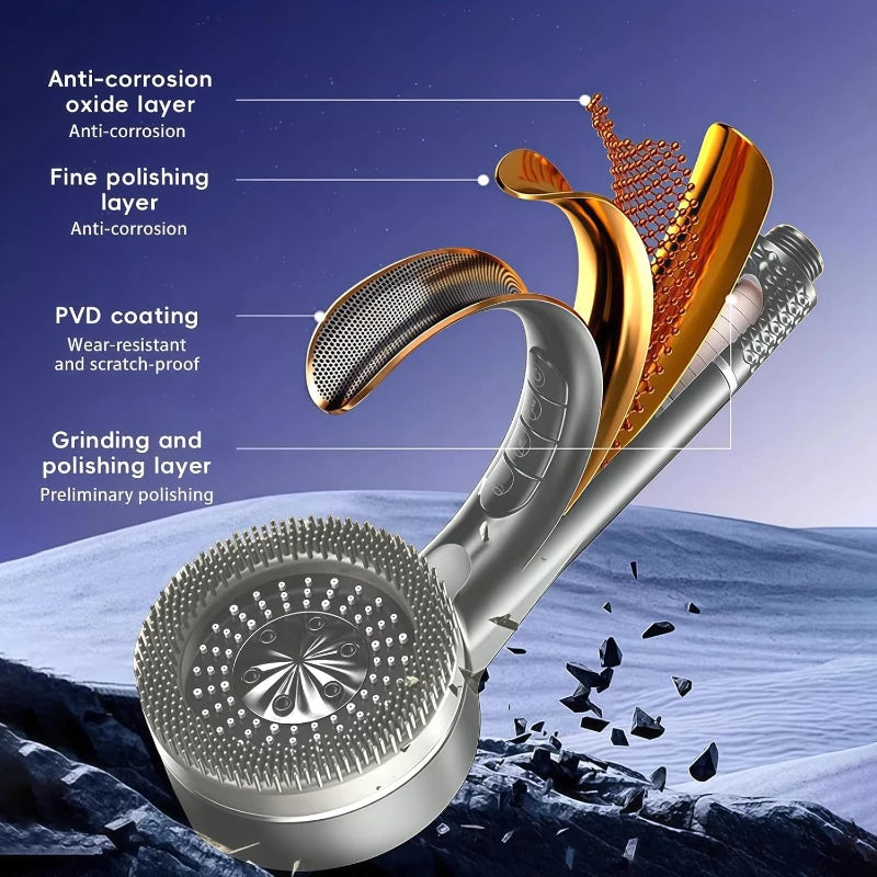 Shower Head Bathroom Showers High-Pressure Gun Gray Shower Head 4 Modes Water Saving Handheld for Bathroom Accessories Zpaxo