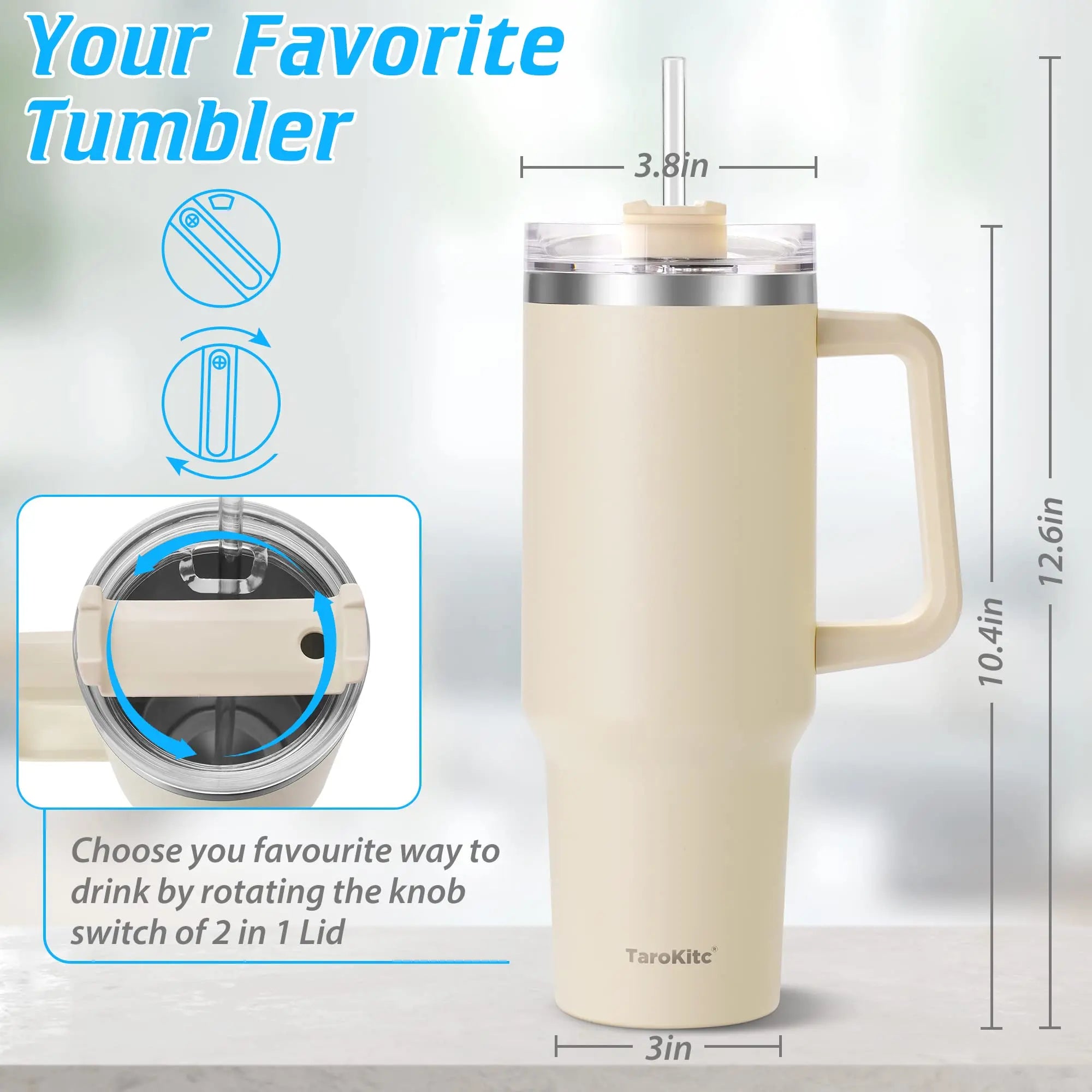 Halloween gift New 40OZ Handle Cup Double-layer Thermos Cup 304 Handle Car Water Cup with Straw Zpaxo