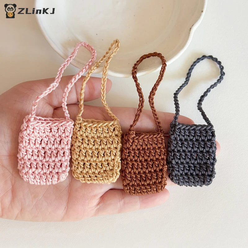 ▶1PCS Hand-crocheted Flower Bag For 15/17cm Doll Dollhouse Kids Toys Doll Satchel Baby Clothes Cute Doll Accessories Zpaxo