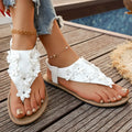 2026 Summer Flowers Sandals Women's Clip-toe Flat Heel Casual Beach