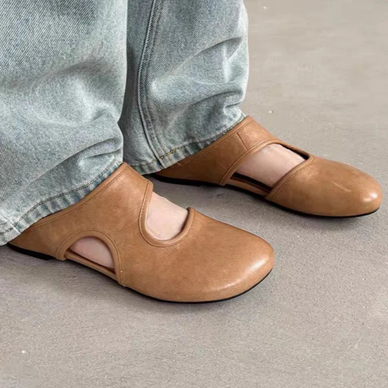 Women's Fish Mouth Closed Toe Solid Vintage Slippers Women Casual Zpaxo