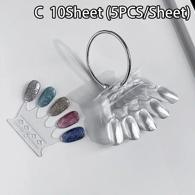Nail Swatches Color Card Display Chart Gel Polish Template Nail Art Tips Sample Stand Nail Polish Practice Acrylic Palette Zpaxo C-50pcs