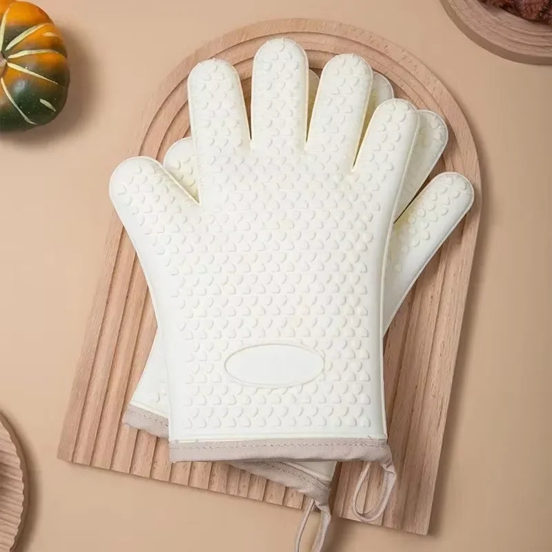 Silicone Oven Gloves – Heat-Resistant Five-Finger Kitchen Mitts Silicone Oven Gloves Zpaxo