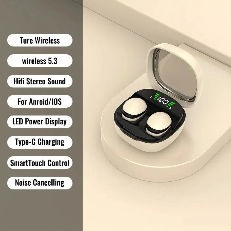 KEBIDUMEI Invisable Mini Earphones Bluetooth 5 3 Headphones Touch Zpaxo Khaki