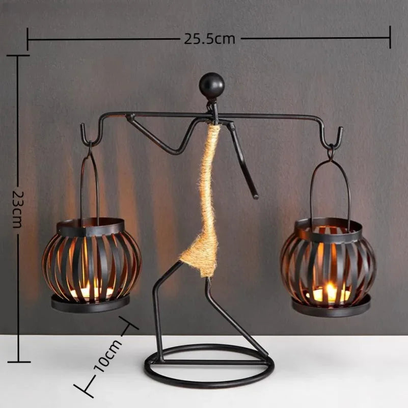 Nordic Metal Candle Holder Abstract Character Handmade Vintage Candlestick for Wedding Home Coffee Shop Table Art Decoration New Zpaxo