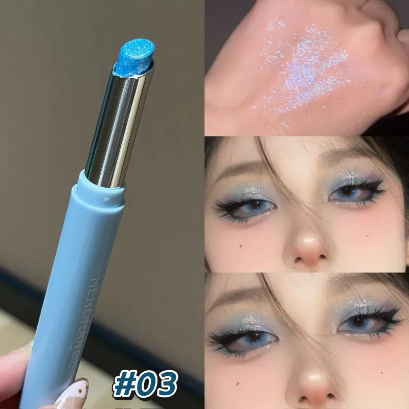 Punk Purple Glitter Eyeshadow Stick Pearlescent Highlight Shadow Stick Waterproof Lasting Shimmer Metallic Eyeshadow Makeup Zpaxo 03