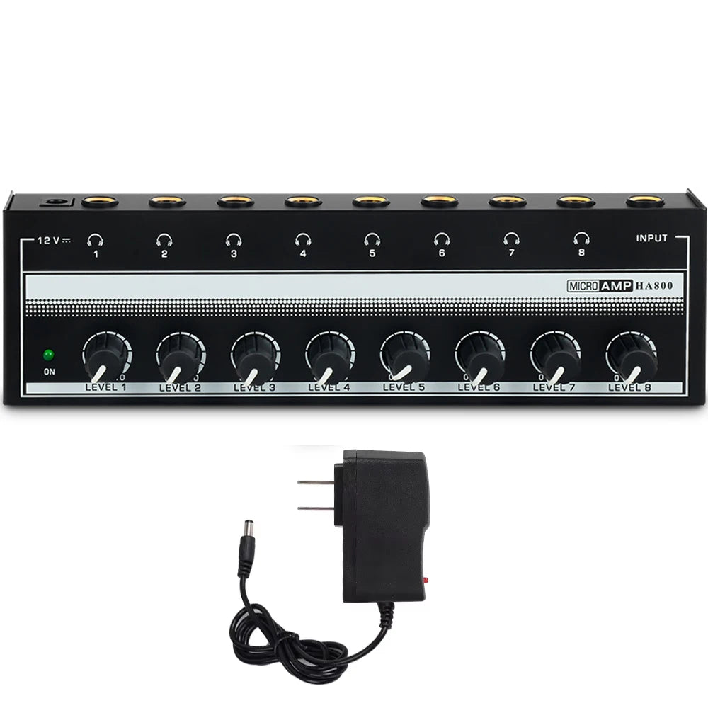 Headphone Amplifier 8 Channels Stereo Audio AMP Ultra-compact Zpaxo US Plug