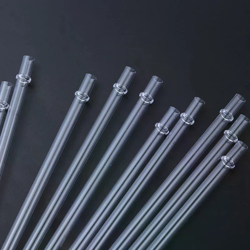 9 Inches Long Reusable Hard Drinking Straws For Tumbler Mug Cup Bottle White Glitter Plastic Straw 10Pcs Zpaxo