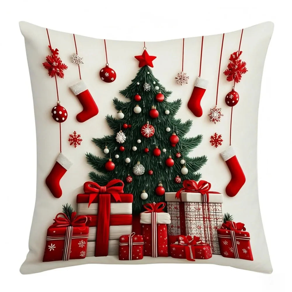 Christmas Cushion Cover – Snowflake & Santa 45×45cm Pillowcase Decorative Cushion Cover Zpaxo Style 8