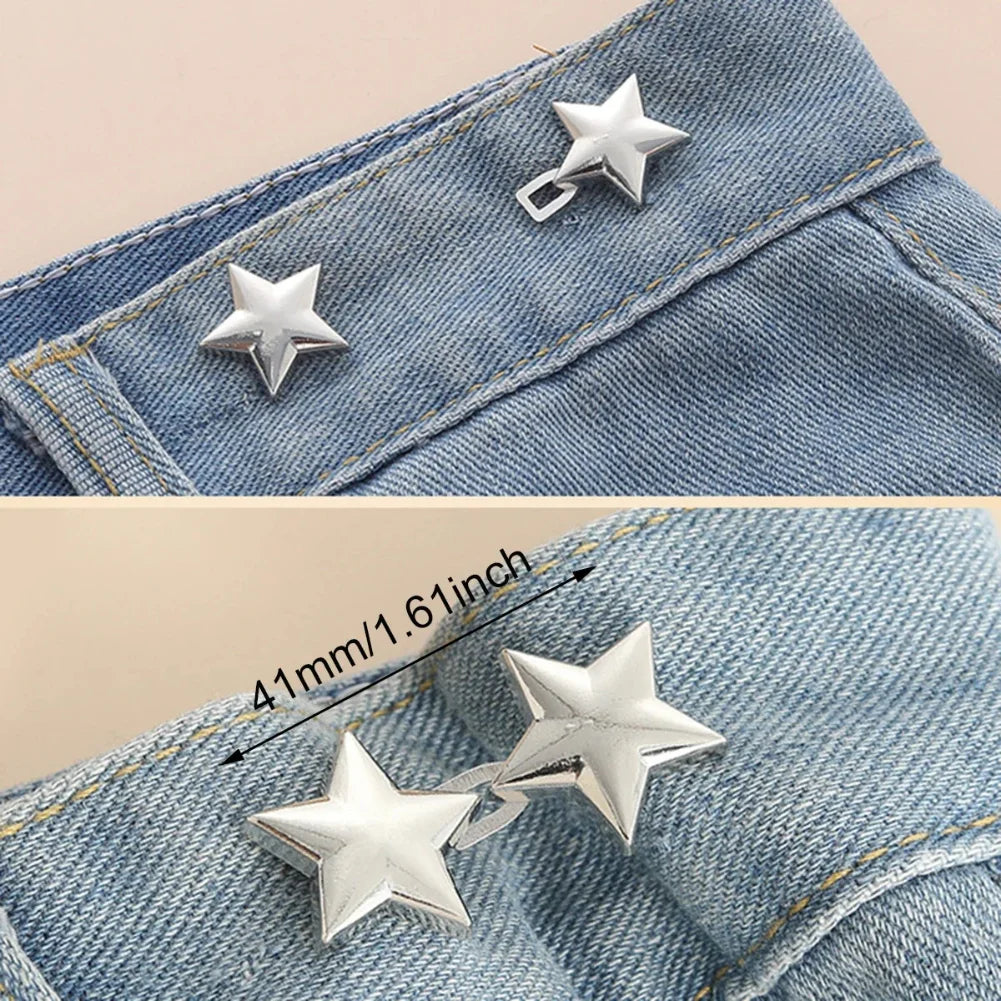 1 Pair Jeans Button Adjustable Clips for Pant Skirts Waist Tightener Buckle Snap Button Adjuster Pants Pin Retractable Button Zpaxo