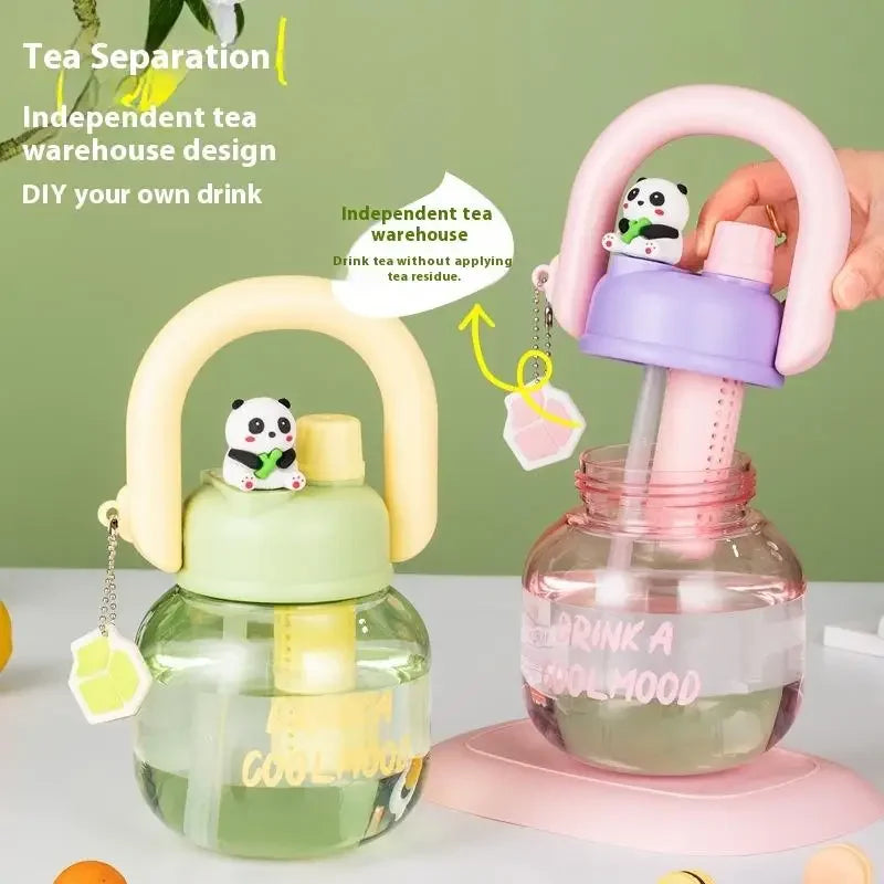 1Pcs 800ml Carrying Kettle Large Capacity High Aesthetic Value Straw Water Cup Tea And Water Separation Large Belly Cup Zpaxo