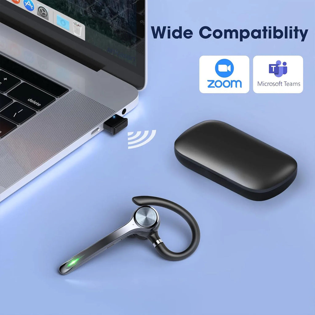 Wireless Headset Single-ear Bluetooth Noise-canceling Mic USB Dongle