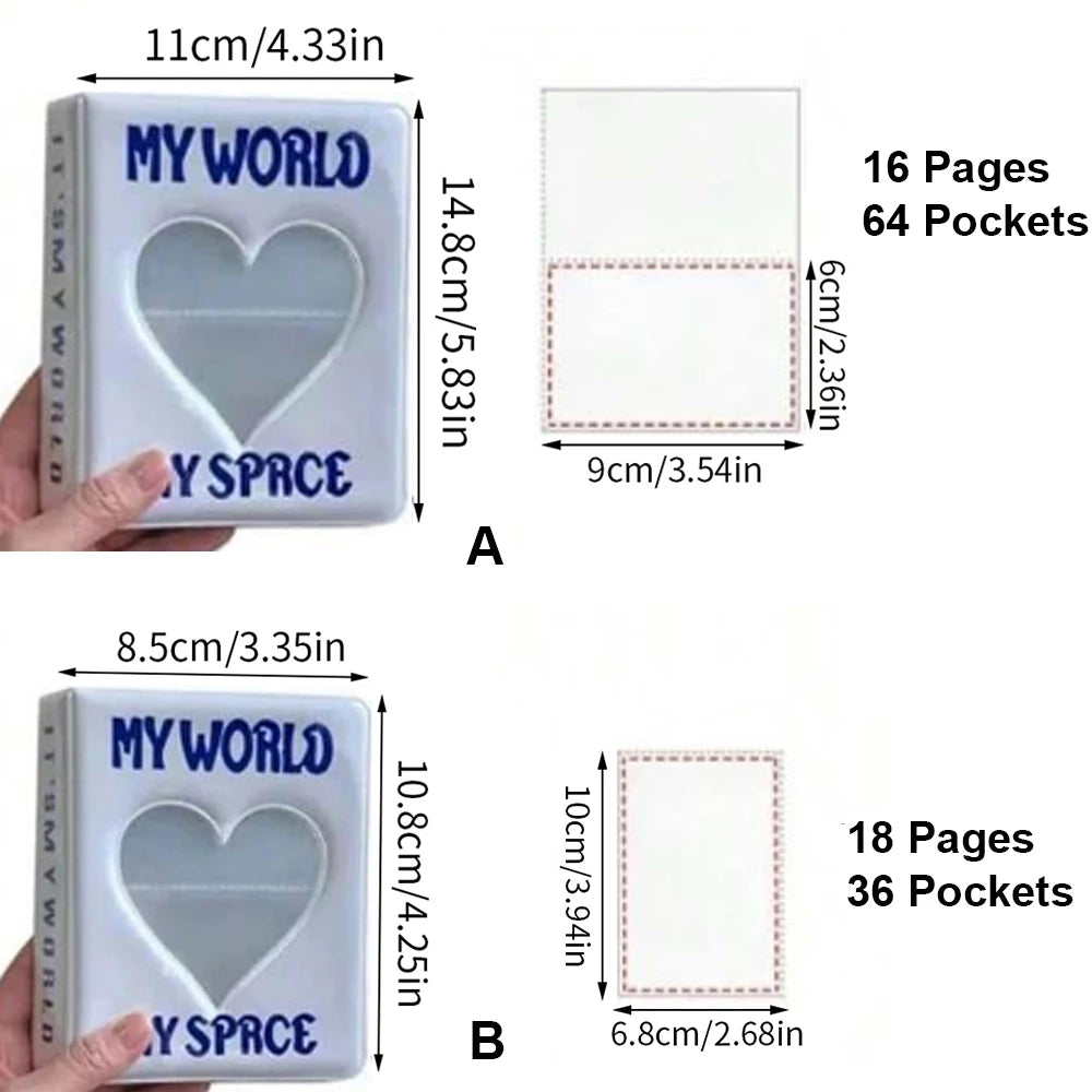 36/64Pockets Photocard Binder Photo Album Kpop Photocard Storage Collect Holder Heart Hollow Book Zpaxo