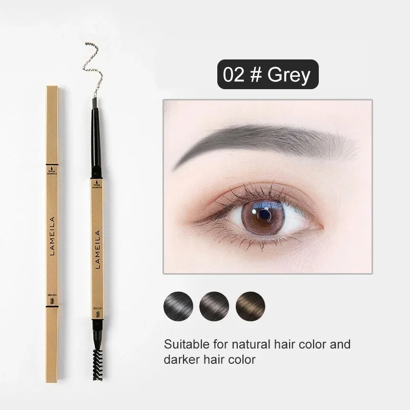 2 in 1 Deluxe Golden Strip Eyebrow Pencil 5 Colors Dual-Ended Long-Lasting Waterproof Precise Application Delicate Eye Makeup Zpaxo 02 Grey