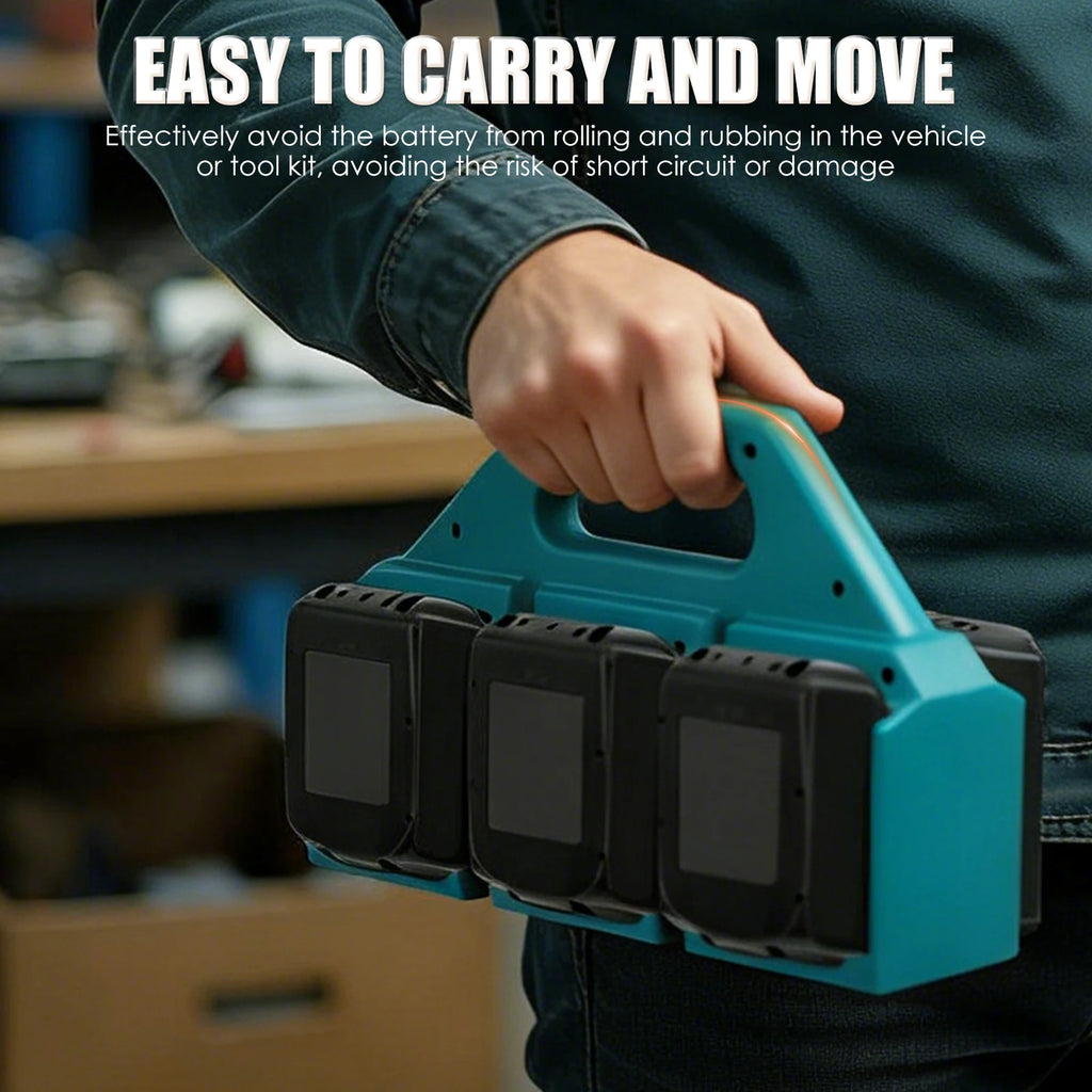 6/4 Slot Battery Storage Holder for Makita 18V/14.4V Fits BL18/BL14 Batteries Portable and Rugged Battery Organizer for Workben Zpaxo