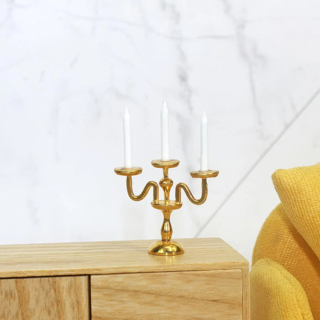1:12 Miniature Vintage 3-Arm Candelabra – Dollhouse Décor
