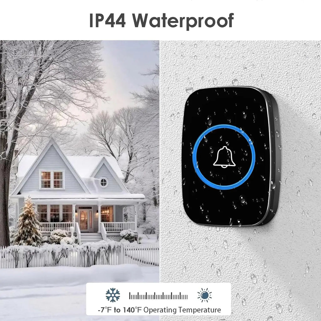Wireless Doorbell Distinguish Front and Rear Doors, Over 1000 Feet Range and 60 Chime, 5 Levels Volume Waterproof Door Bell Kit Zpaxo
