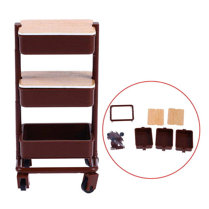 1 12 Dollhouse Miniature Three Layers Trolley Dining Cart Wheels Zpaxo Coffee