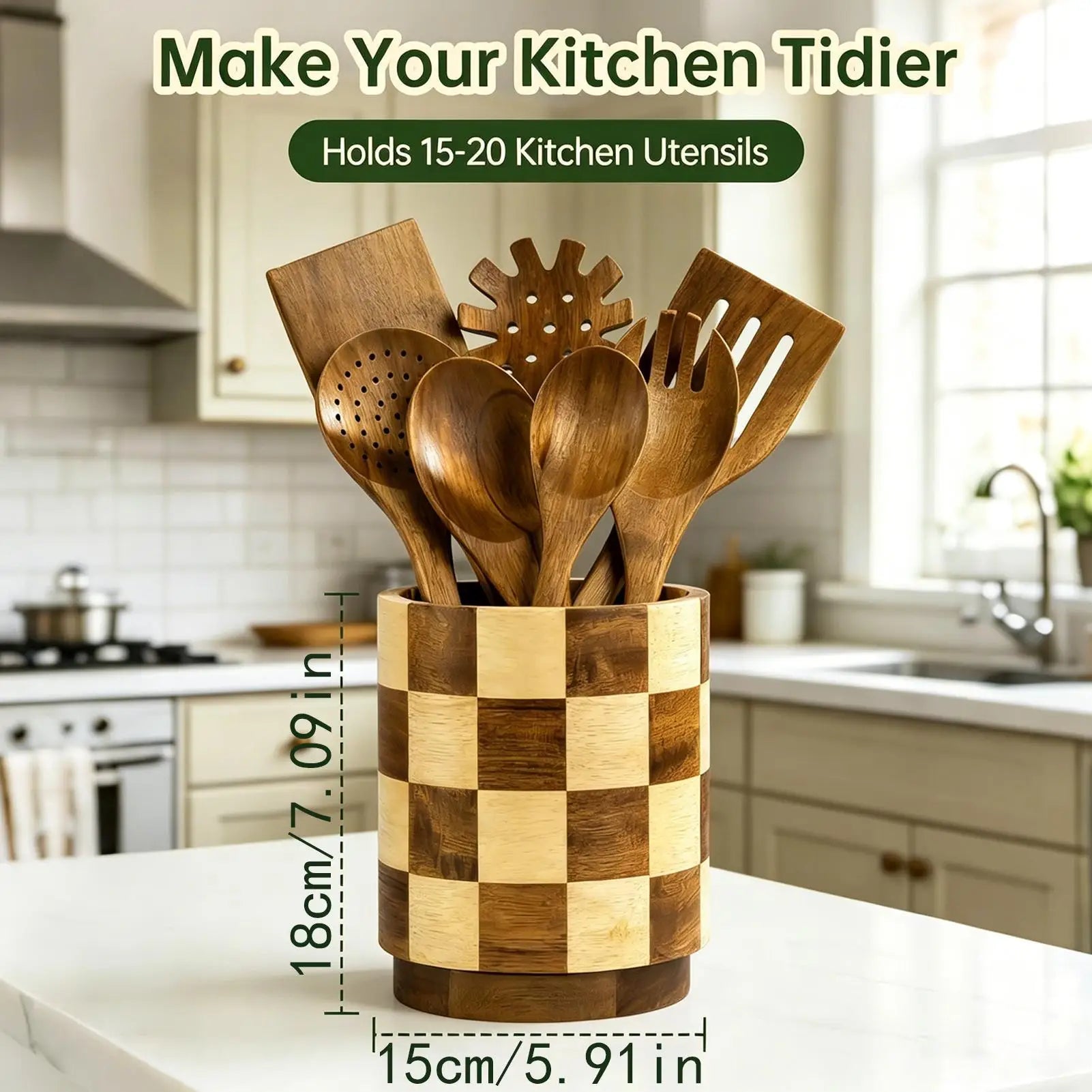 Utensil Holder 360 Degree Rotating Cutlery Storage Spatulas Organizer