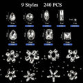 240Pcs Glass Rhinestones Mixed Shape Clear Crystal Gems Diamond Stone Flat Back Rhinestones for Clothes Shoes Jewelry Arts Craft Zpaxo 240Pcs Set