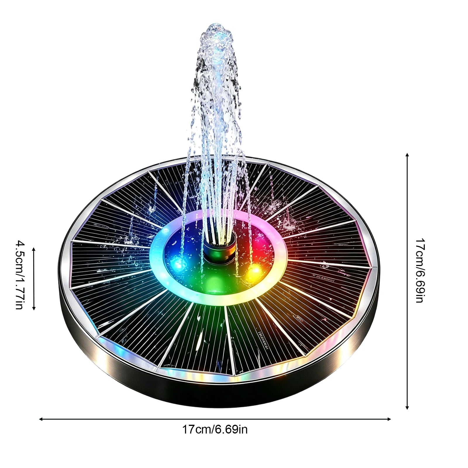 Bird Bath Fountain Lights Floating Solar Powered Water Pump Outdoor