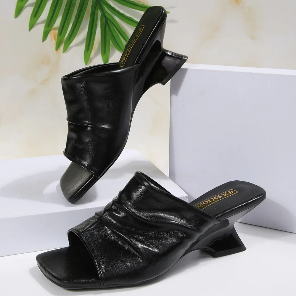 Ladies' Cold Slippers Summer Open Toe Empty Back Sandals Casual Heels Zpaxo 42 image color 1