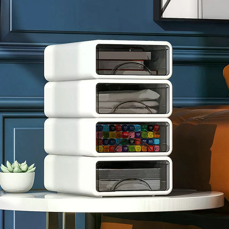 Plastic Box Stackable Jewelry Container Office Finishing Organizer Box Desktop Organizer Drawer Makeup Storage Box Zpaxo