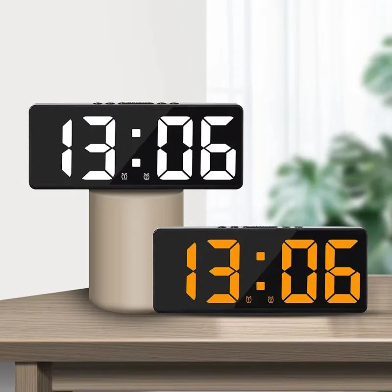 Digital Alarm Clock Voice Control Teperature Snooze Night Mode