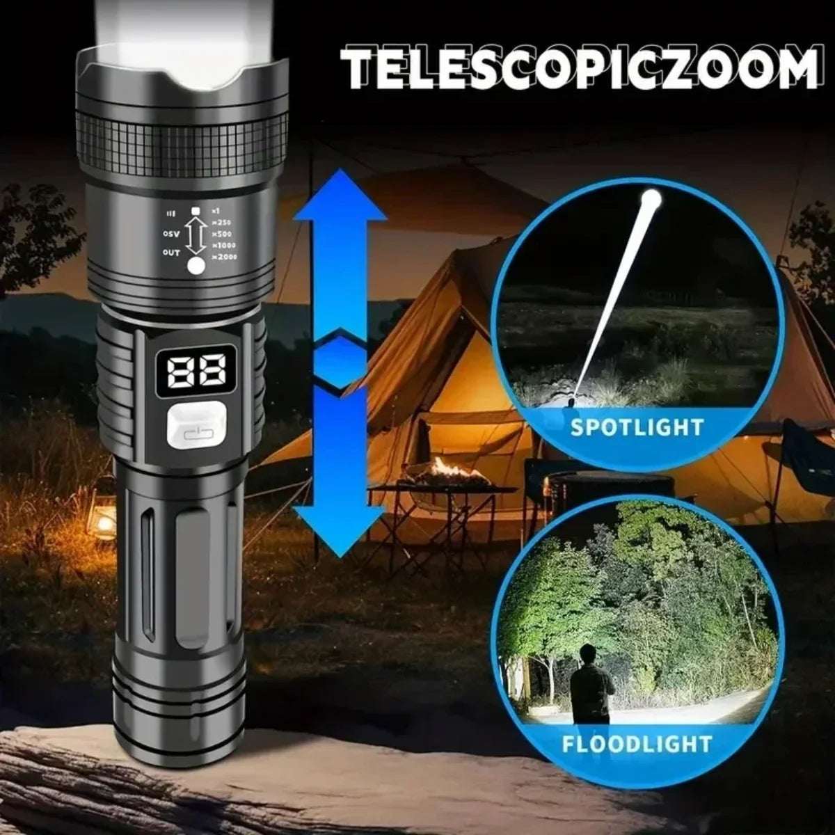 KDULIT LED Tactical Flashlight – Type-C Rechargeable Torch