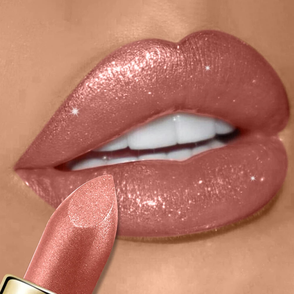 Pearlescent Glitter Lipstick Metallic Waterproof Long Lasting Matte Zpaxo 07
