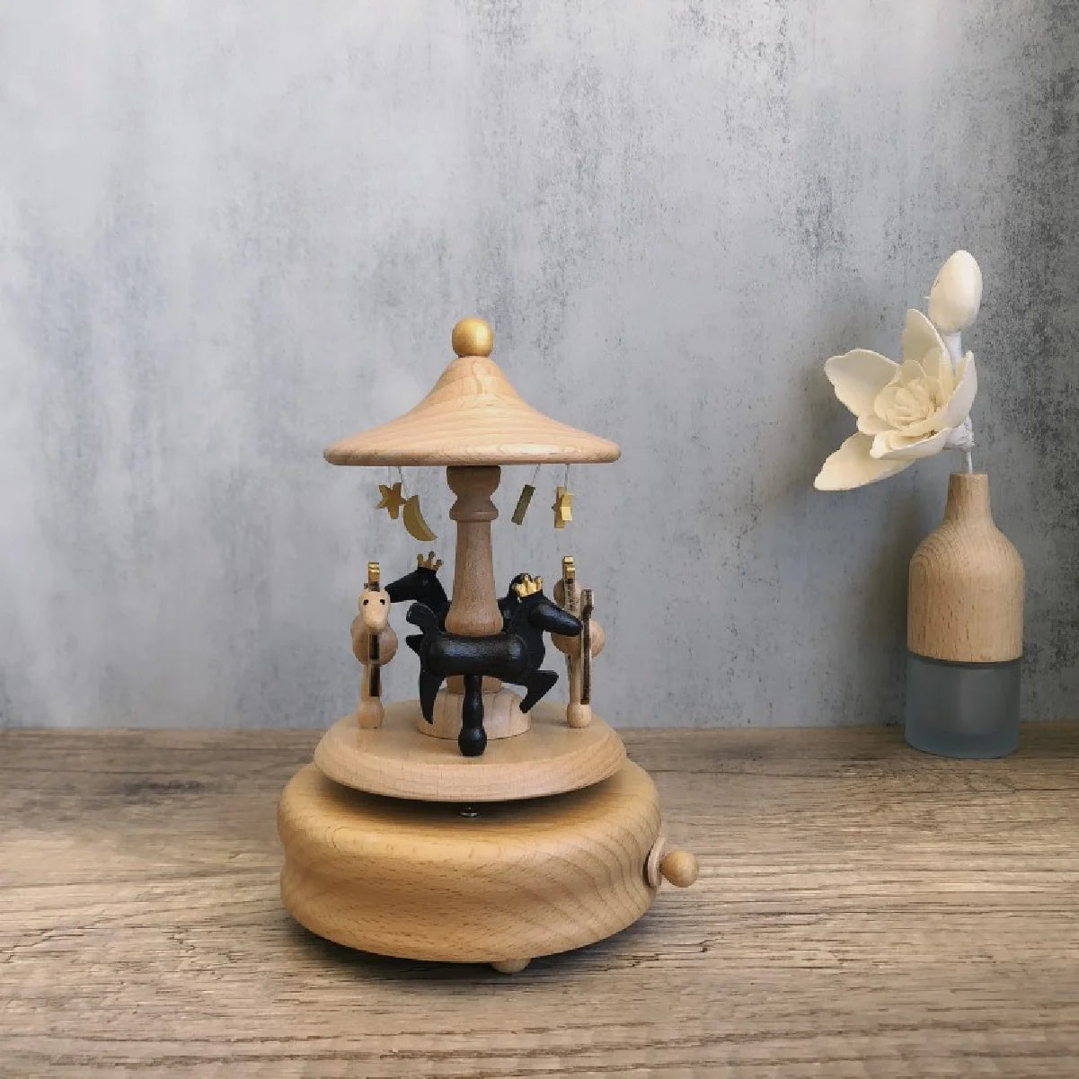 Carousel Music Box – Handcrafted Wooden Gift for Girls Wooden Music Box Zpaxo