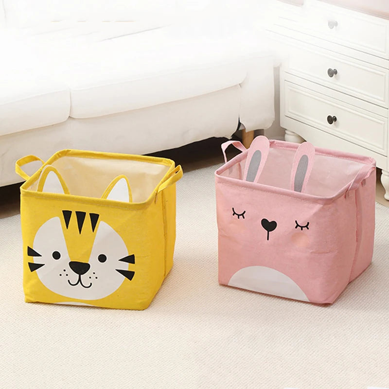 1Pc Multifunctional Storage Bag Cloth Cartoon Folding Toy Storage Box Dirty Clothes Basket Large Capacity Dustproof Zpaxo