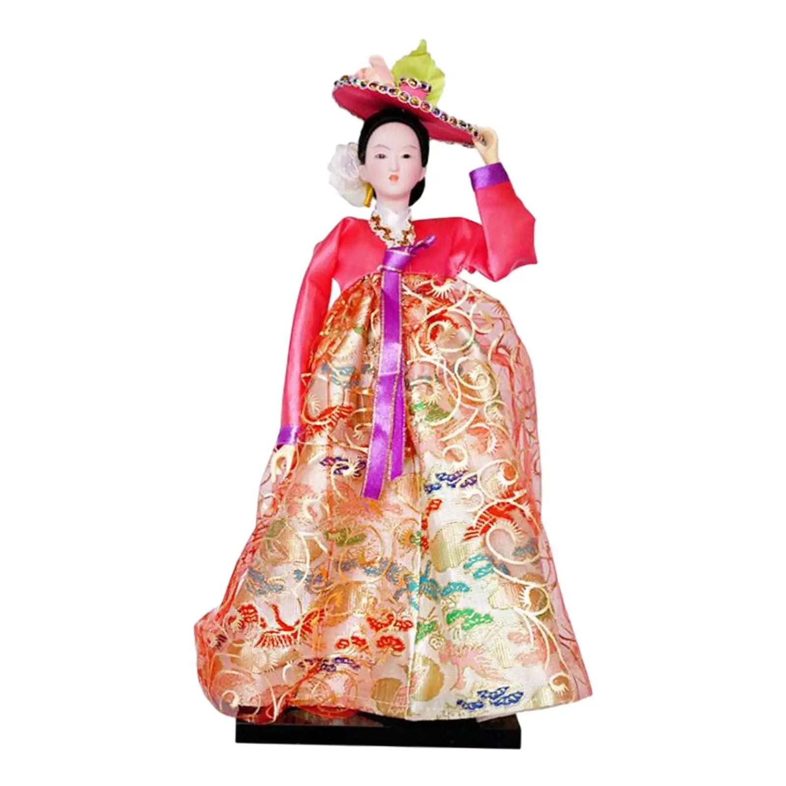 Korean Hanbok Doll Figurine – 12" Resin Collectible Statue Decorative Figurine Zpaxo Style A