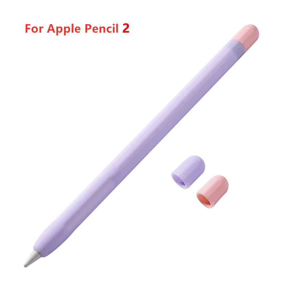 Pencil Case Apple 1st 2th Gen Soft Silicone Protective Sleeve Zpaxo Pencil 2nd-Lavender