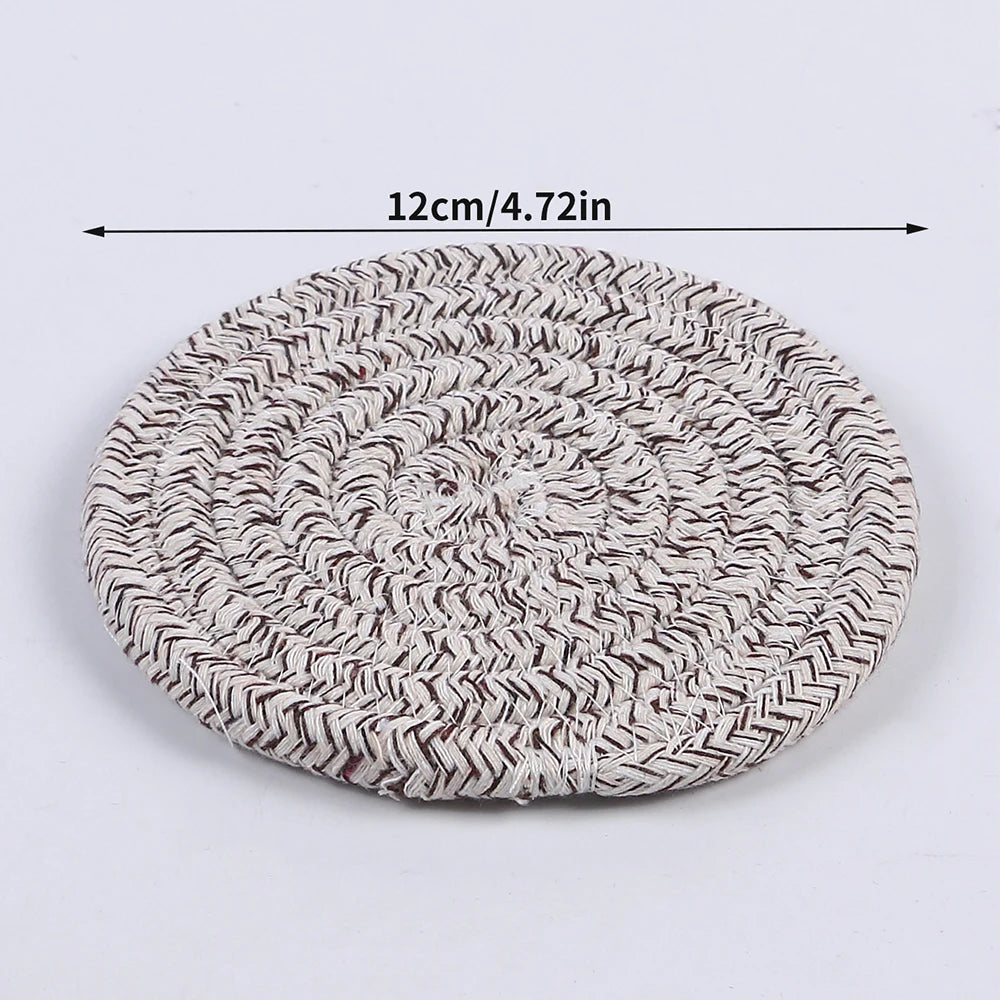1PC Cotton Thread Cup Mat 12cm Round Coaster Knitting Table Mat Pot Holder Coffee Drink Tea Cup Woven Anti-Scalding Mat Zpaxo D
