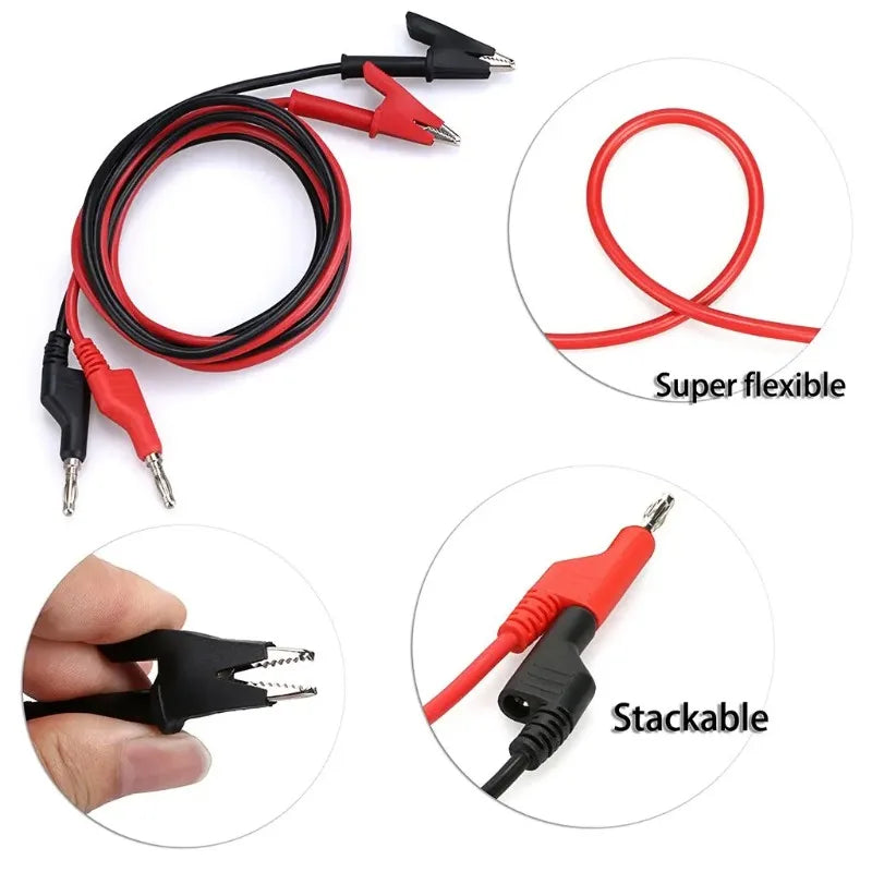2-Pack 1M Banana Plug Alligator Clip Test Leads – 15A Multimeter Multimeter Test Leads Zpaxo