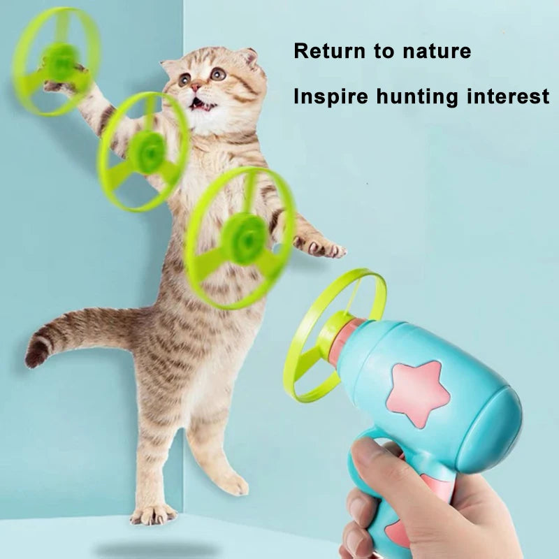 Funny Cat Toy Interactive Play Pet Training Mini Flying Disc Windmill