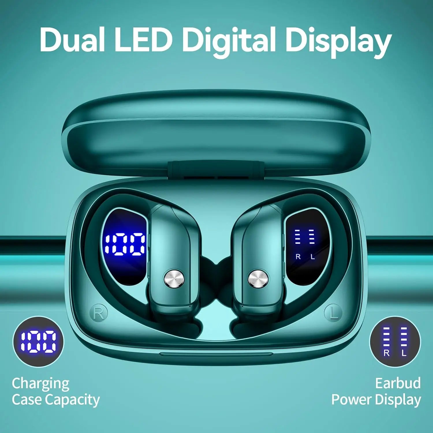Ear Buds Wireless Earbuds Bluetooth Headphones 80H Playtime LED