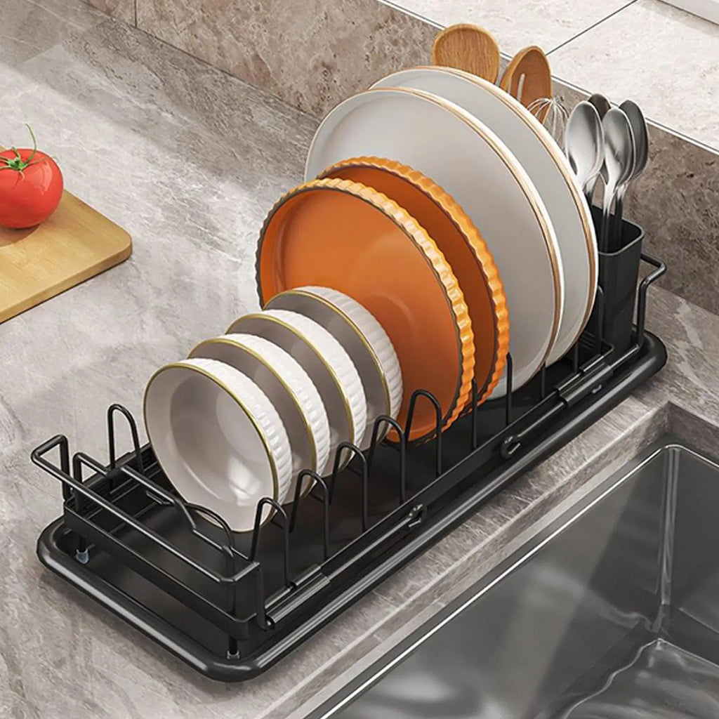 Dish Drying Rack Retractable Sink Drain Rack Adjustable Non-Slip Drainer Organizer for Apartment RV Counter Kitchen Pot Pan Baby Zpaxo