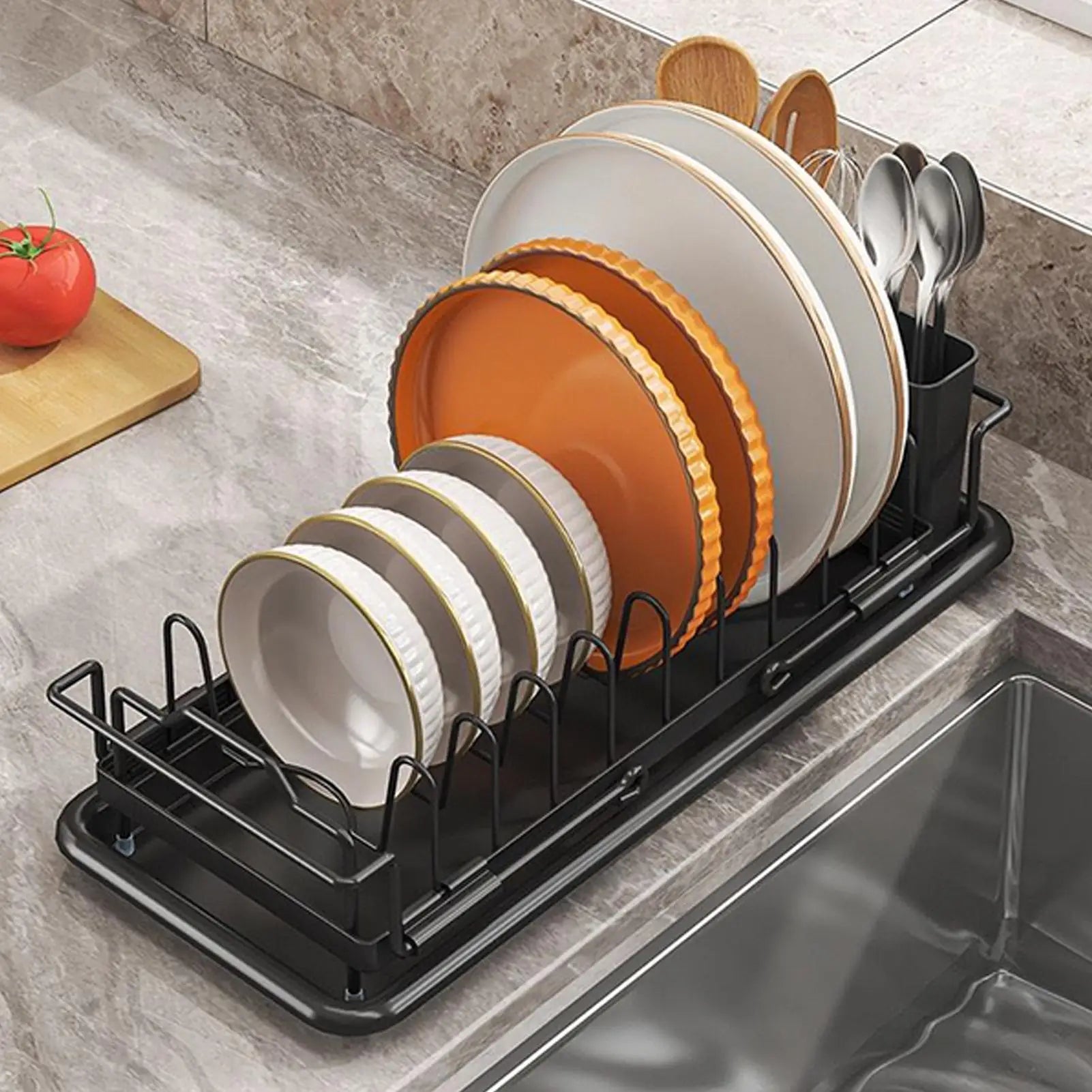 Dish Drying Rack Retractable Sink Drain Rack Adjustable Non-Slip Drainer Organizer for Apartment RV Counter Kitchen Pot Pan Baby Zpaxo