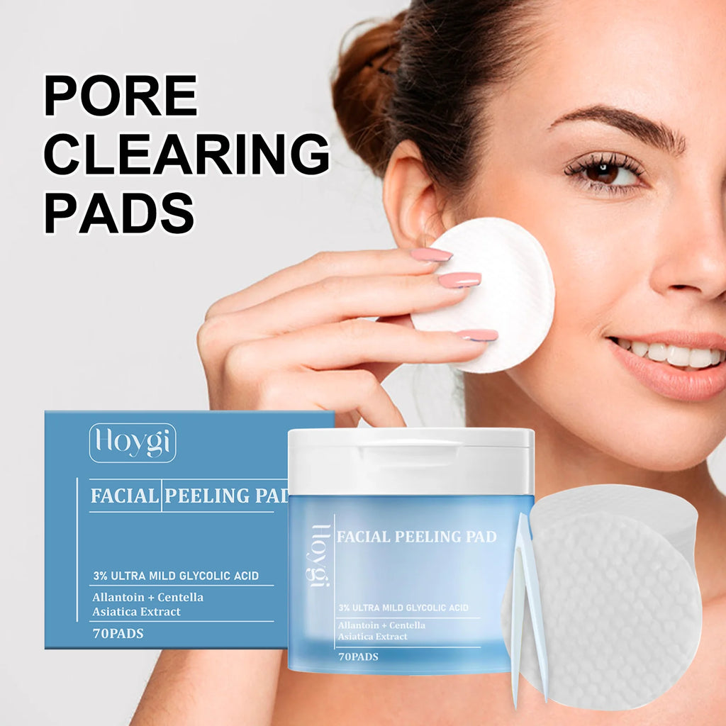 Hoygi Salicylic Acid Exfoliating Pads for Face 70pcs Gentle Skin Brightening Toner Wipes with Glycolic Acid for Smooth Texture Zpaxo